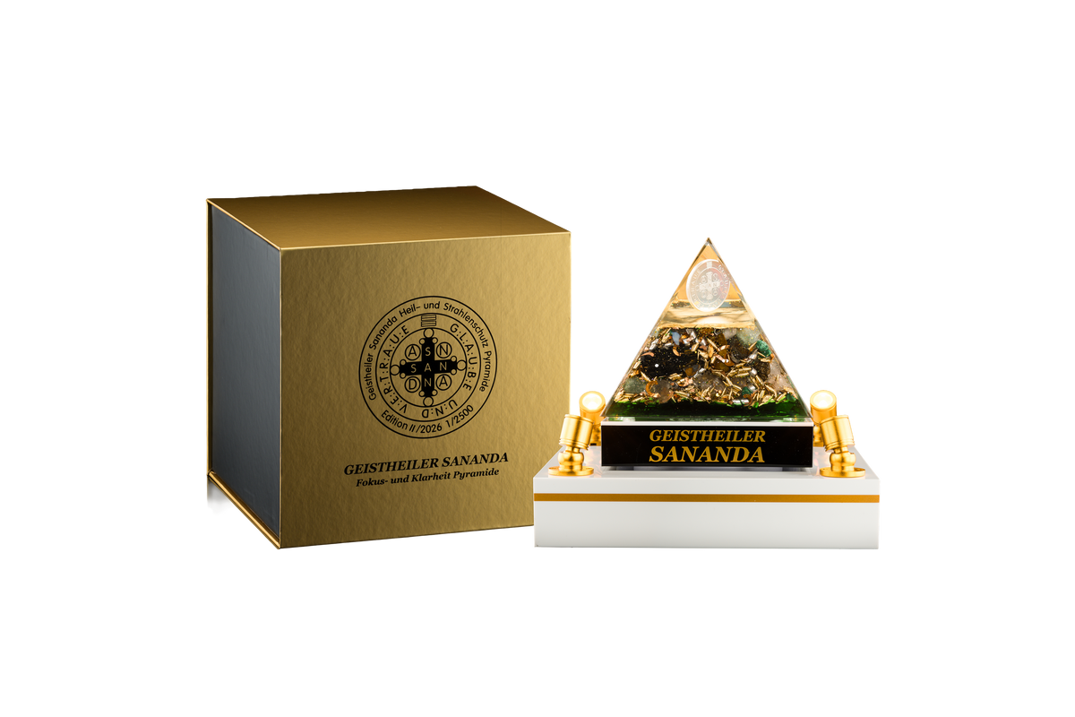 Energetische Heil- Schutz Pyramide Edition II + Leuchtvitrine SET